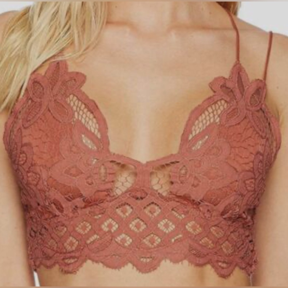Free People Copper Adella Longline Lace Bralette. Size XS. NWT